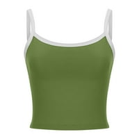 Zkozptok ризи за жени модна кръгла врата жилетка без ръкави блуза пачуърка разхлабена тениска, зелена, l