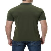 Grianlook Men Поло риза с къс ръкав тениски за ревера тий тенис мъжки атлетически пуловер класически годни геометрични блузи блуза военно зелено 3xl