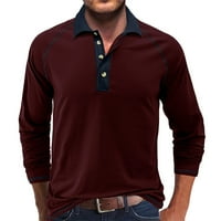 Yanhoo Men's Polo Lapel Rishs с дълъг ръкав бутон пуловер блуза върхове официална бизнес тренировка ежедневни ризи