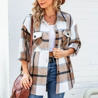 Symoid Womens Coats & Jackets- Модни ежедневни удобни върхове с дълъг ръкав яке изходни хаки m