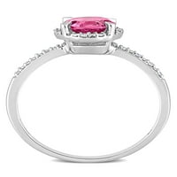 1-Каратов Т. Г. в. розов топаз и диамантен акцент 10кт годежен пръстен от бяло злато