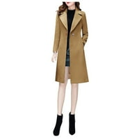 HGW палта за жени плюс размер жените тънък вятърни сгъваеми двойни дълги тренчкови палто яке гащеризони
