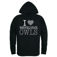 Love Westfield State University Owls суичър с качулка черна среда