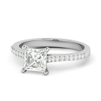 2. КТ принцеса форма красиви диамантени сватбени пръстени за жени твърдо 14к Бяло Злато