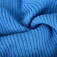 Сладки пуловери за жени модерни модни жени ежедневни дълги ръкави твърди хеджиране на плетене с V-образно деколте Blue s