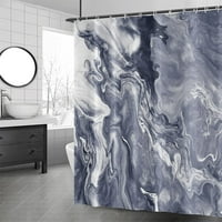 Резюме мраморен душ завеса акварел мастило Син дизайн за модерна художествена баня водоустойчив полиестер траен плат за душ завеси с куки