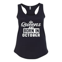 Кралиците са родени през октомври хумор Дамски състезателен гръб потник, черен, среден