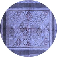 Ahgly Company Indoor Round Oriental Blue Industrial Area Rugs, 4 'Round