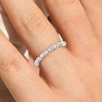 0,60ct сватбена лента 18k бяло злато над сребърен диамантен моасанитен пръстен