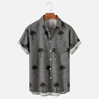 клиос Мъжки хавайски ризи лято печат плажна риза хлабав ризи с къс ръкав Бутон надолу Боулинг риза отгоре за плаж почивка