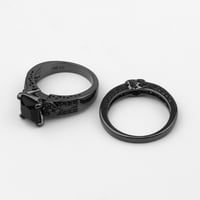Източен магазин луксозен черен кубичен циркон инкрустиран пръстен комплект Комплект дамски и мъжки бижута подарък