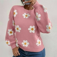 Entyinea дамски зимен трикотаж плетен с дълъг ръкав ризи пуловер пуловер ежедневни върхове розови s