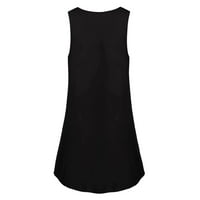 Летни рокли за жени без ръкави Солидна ежедневна мини рокля V-образно деколте черно 6xl