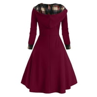 Рокли за жени от 1950 г. за жени винтидж, готически кариран панел рокля с бутон, официал
