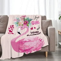 Просто едно момиче, което обича Фламинго одеяло Сладък Фламинго декор Розово хвърлят одеяло Подаръци за момичета супер топло меко плюшено лек руно фланел одеяло зимни легла одеяло за деца жени 50 х60