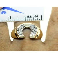 Мъжки пръстени 14k дизайнер на бяло злато късметлия дизайн на подкови с истински искрящи диамантени мъжки пръстени за пръстени за мъже Мъжки пръстени Златни пръстени Размери 6,7,8,9,10,11,12, мъжки бижута
