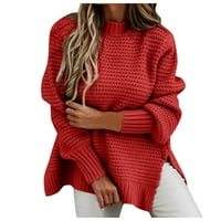 Детесбула пуловери за жени разрешение жени о-не-свободни ежедневни твърди шевове с дълги ръкавици плетен пуловер