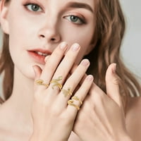 Подарък за жени мъже момичета творчески пръстен женски европейски плъзгач пръстен Геометричен пръстен регулируеми сребърни линии на криволичещ пръстен минималистичен пръстен жълт 5pc