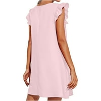 Летни рокли за жени дамски модни Плътен цвят Удобни свободни Без ръкави ежедневни върхове рокля плажна рокля сделки клирънс розова рокля