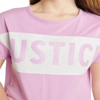Правосъдие Момичета къс ръкав блок боксова тениска, 2-пакет, размери ХС-ХСЛ