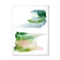 Дизайнарт 'сини зелени и розови петна облаци' модерен арт принт в рамка