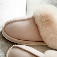 Дамски Велур удобни чехли мемори пяна пухкави топли нехлъзгащи се Приплъзване на зимни топли обувки за жени Светло сиво