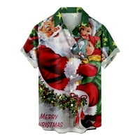 Zermoge blouses тениски за мъже на клирънс продажба мъже ежедневни солидни бутони Коледа Дядо Коледа щампа с джобни реплики с къс ръкав блуза блуза
