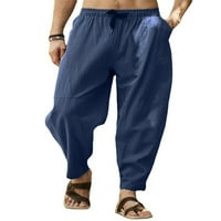 Bomotoo Men Небрежен харем панталон Хип поп монтирани дъна лято отдих панталони с теглене на дълбоко синьо 2xl