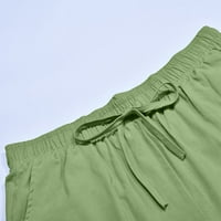 Aayomet работни панталони за мъже солиден цвят опитайте дишащ памук и ленено джобни еластични талия с голям размер панталони
