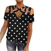 Модна блуза Lastesso за жени студено рамо кръстосано кръстосани ризи с фронта