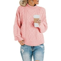 Voncos жени пуловери за костенурка- на клирънс пуловер ежедневни костенурки дамски пуловери върхове розов размер l