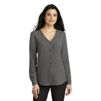 Port Authority® Дами дълъг ръкав от фронт блуза. LW700