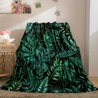 Тропическо растение зелено листо хвърляне на одеяло екзотично с тропически листа пресни джунгли ботанически меко одеяло за фланел за дивана легло