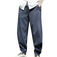 Мъжки ежедневни панталони редовно прилягане на модни твърди цветове дълги панталони на открито пълни панталони каки панталони Градско мъжко облекло