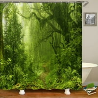 3D Печат Зелен горски водопад Завеси водоустойчива завеса за баня с куки завеса за баня 180* полиестерна тъкан