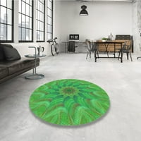 Ahgly Company Machine Pashable Indoor Round Transitional Neon Green Area Rugs, 6 'кръг