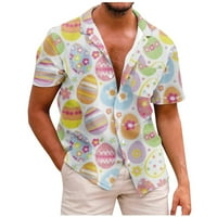Великденски отпечатани мъже летни разхлабени модни ризи с къс ръкав