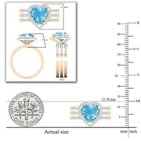 DazzlingRock Collection Heart във формата на сърдечна форма Blue Topaz с кръгъл бял диамантен ореол годеж