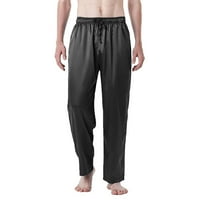 Ежедневни Мъжки панталони хлабав копринен сатен Мъжки йога панталони спортен фитнес панталони черен ххл
