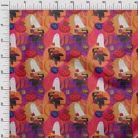 Oneoone Rayon Magenta Fabric Halloween Fabric за шиене на отпечатана занаятчийска тъкан край двора