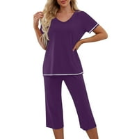 Дамска пижама комплекти женска пижама комплекти с къс ръкав pjs мек салон комплекти за спално облекло Capri с джобове Уютни жени пижами комплекти за жени