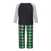 Коледно семейно съвпадение на пижама комплект Raglan върхове карирани панталони костюм за сънното облекло Коледа Jammies за жени