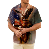 4-ти юли патриотична хавайска риза за мъже САЩ флаг звезди Райета печат Бутон надолу тениска ежедневни с къс ръкав тениска
