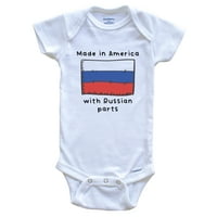 Произведено в Америка с руски части Русия Флаг Бебе боди