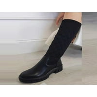 YMIYTAN дами средна клечка зареждаща се на модна ботуйна платформа чорапи ботуши ходене с леки ежедневни багажници за небрежни легачи Черно 5.5