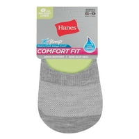 Hanes Comfort отговаря на женските средни спортни невидими чорапи за лайнери, 6 двойни асортирани 5-9