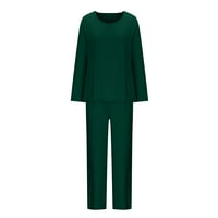 SHOMPORT Дамска пижама комплект за сън с дълъг ръкав лъжичка шия pjs комплекти longewear меки комплекти