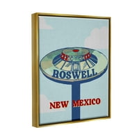 Ступел индустрии Розуел Ню Мексико Реколта НЛО пътуване & места Живопис злато плават рамкирани изкуство печат стена изкуство