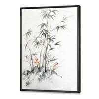 Черно-бял бамбук в рамка живопис платно Арт Принт