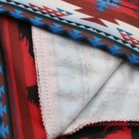 Суичър Сусани жени свободни годни геометрични теглички с леки качулки за жени Леки ацтекски етнически стил тренировка пуловер с качулка западни жени пролетни дрехи червени l